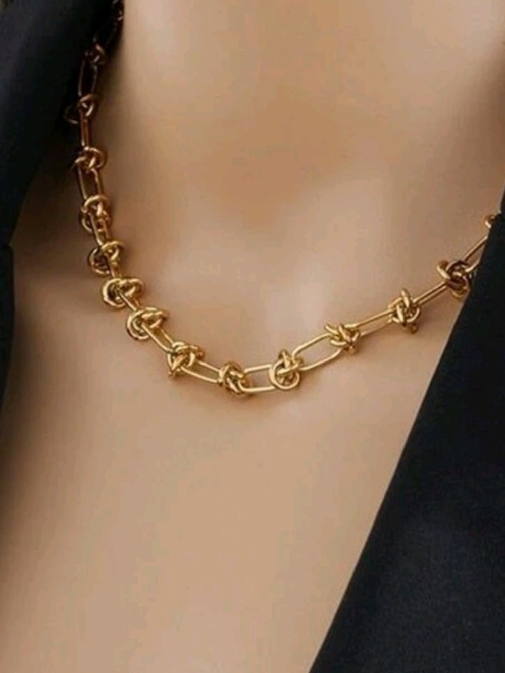 Gold Knot Link Necklace - Women Jewelry